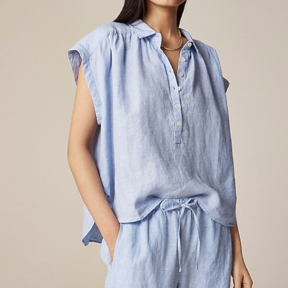 J crew - New Capitaine shirt - Baird McNutt Irish linen- French blue - size XXL